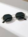 2025 Trendy Metal Frame Octagon Style Sun Glasses For Girls - Retro Polygon Gradient Mirror Sunscreen Sunglasses For Women. 