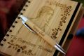 Customized Wooden Dairy with Pen (Engave your image, Name or Text). 