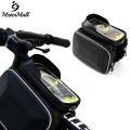 MeterMall Bicycle Frame Bag Carbon Pattern Waterproof Scratch-resistant Reflective Touch Screen Mountain Bike Mobile Phone Bag. 