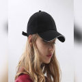 Plain Sun Block & Baseball Cap For Girls Black. 