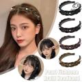 Korean Style Widen Fishbone Braid Headbands Pearl Wig Twist Handmade Retro Head Hoop Temperament Fairy Hair Accessories. 