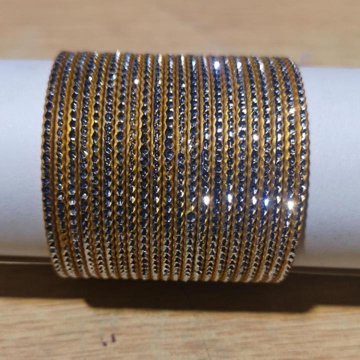 Pack of 2 dozen | Metal bangles in Golden/ silver with Diamond Style for Kids /Women