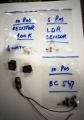 Electronic Parts Kit#7 (Kit Number 7 with 5 Parts) - Resistor 100K 1/4W 10Pcs - Transistor BC547 10Pcs - LDR Sensor 5Pcs - On/Off Switch 2Pcs - 9V Battery Clip 1Pcs. 