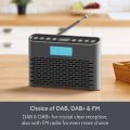 i-box (Model 79284PI/14)DAB/DAB+ and FM radio – stereo sound, portable digital radio with mains and battery operated, compact rechargeable digital radio with USB charging for up to 15 hours of playback time (Silver). 