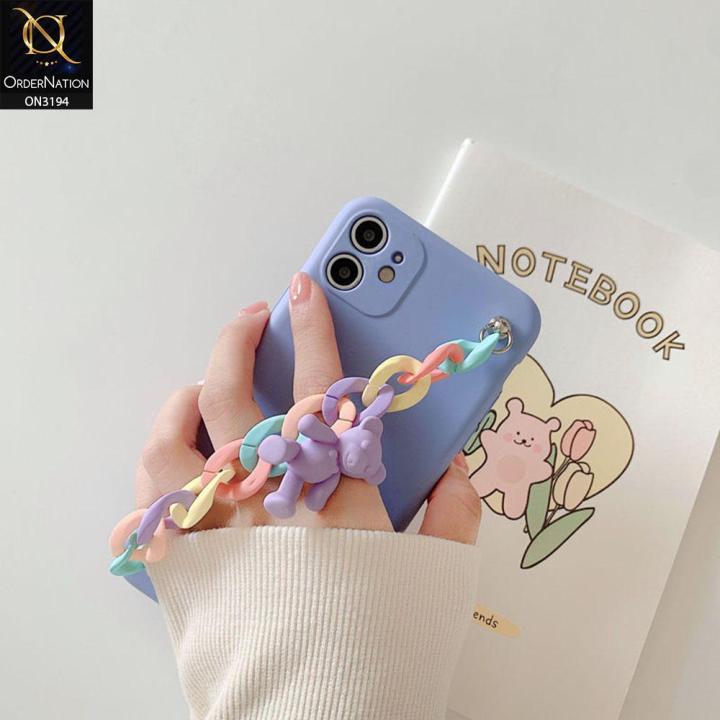 iPhone 11 Cover Purple Cute Cartoon Chain Barcelet Holder Soft