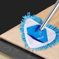 Triangle Shape Extendable Microfiber Mop For Floor Adjustable Triangle Cleaning Mop 180 Degree Rotating. 