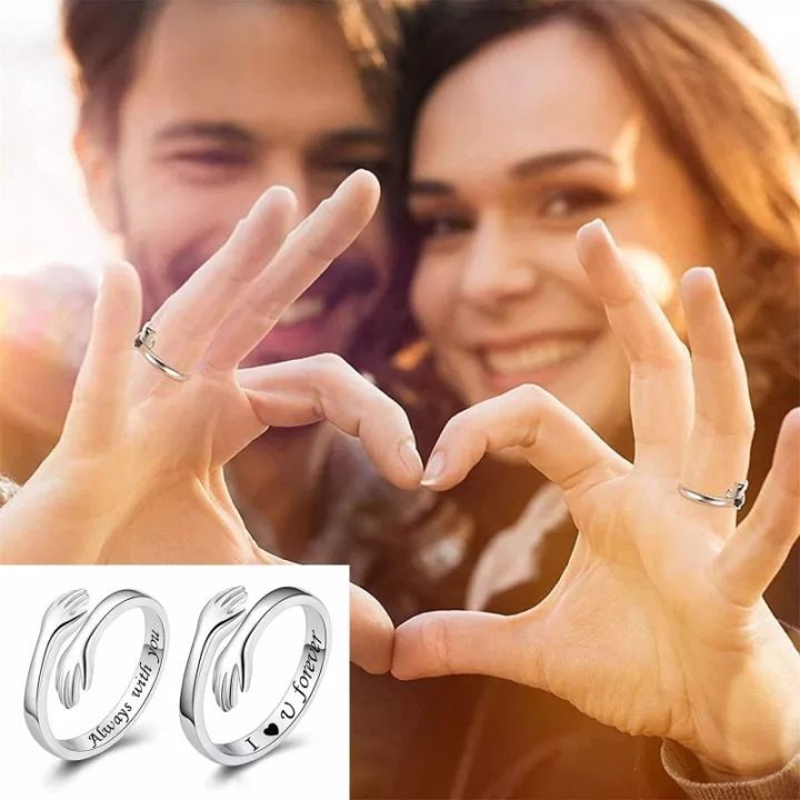 New%20Gift%20Fashion%20I%20Love%20u%20Forever%20silver%20color%20Hug%20ring%20adjustable%20-%20Image%203