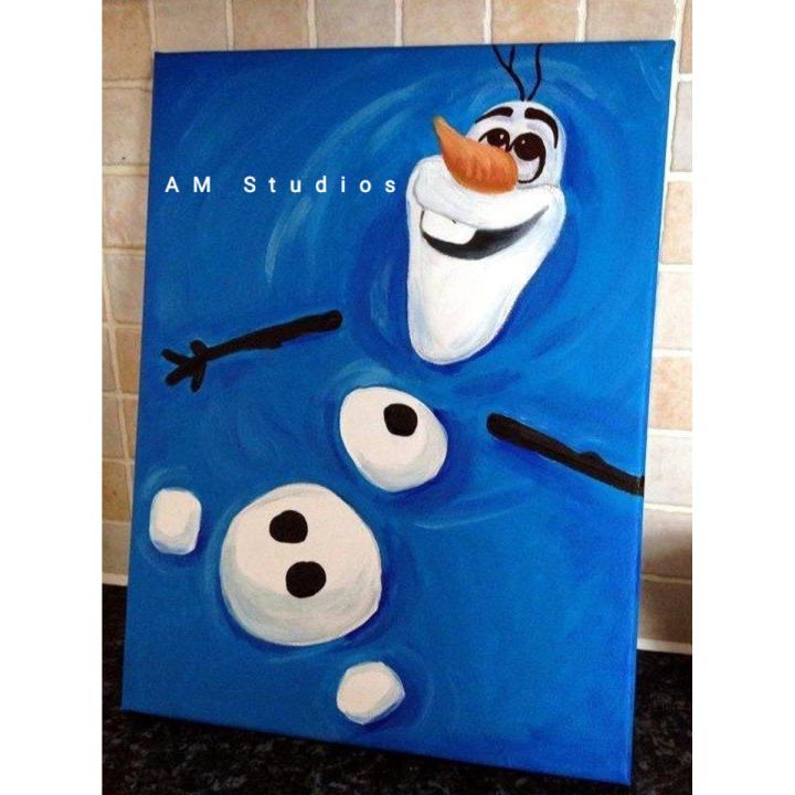Olaf frozen canvas painting acrylic wall paintings Home Decor wall decor kids toddlers children baby girl boy room, birthday gift for kids bedroom gift for wedding birthday new year handmade home decor Christmas gift Valentine Party art