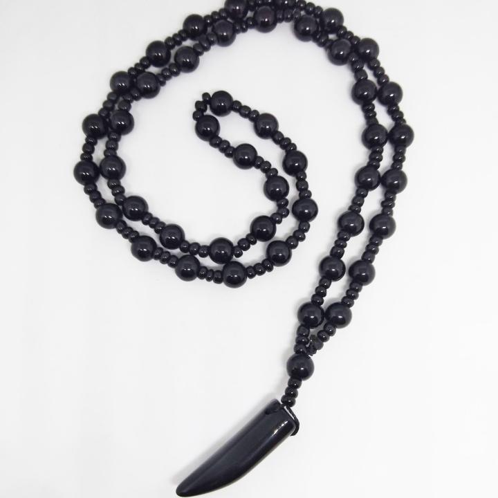 High Quality New Design Mixed Stone Beads Black Mens Beaded Chain Necklace Pendant Locket Fashion Jewelry