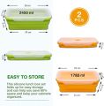 OSUM Silicone Portable Small & Medium Lunch Box Food Storage Container with Lids Best for Child School, Traveling, Fridge & Microwave Storage with two Spoons. 