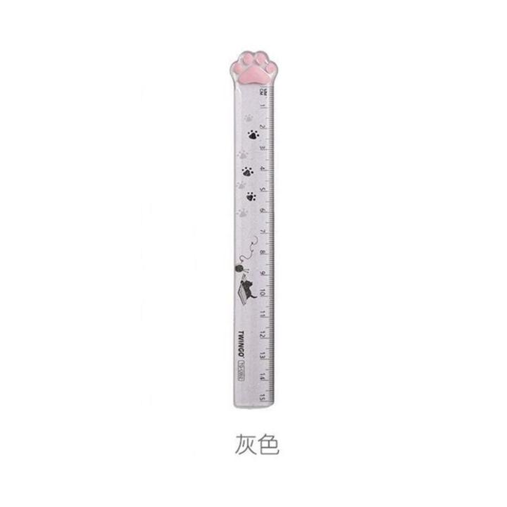 【FUN LIVE】 Cute Cat Paw Plastic Straight Rulers Kawaii School Office Supplies Planner Accessories Student Prize