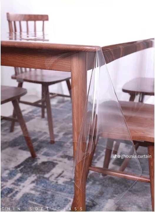 4/6&%208%20Seater%20PVC%20Transparent%20Clear%20Dining%20Table%20Cloth%20/%20Cover%20Plastic%20Table%20Cover%20Protector%20Sheet%20Rectangle%20-%20Image%202