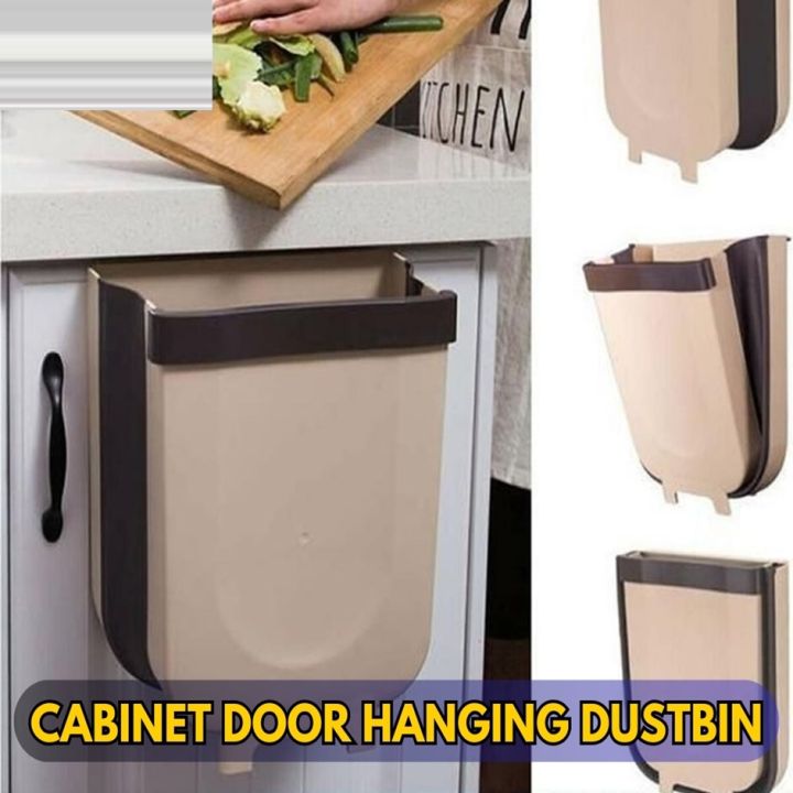 Hanging Dustbin Cabinet Door Hanging Mounted Folding Kitchen Trash Waste Garbage Bin Hanging Can Dustbin