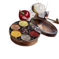 LARGE 7 Partitions Spices Container Kitchen Box with Glass Lid Stainless Steel. 