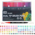 120 Colors upto 12 Acquarelle Brush Tip Art Markers Set – Dual Tip Watercolor Marker Pens for Calligraphy, Illustration, Hand Lettering, Drawing & Coloring – Artist Grade Ink for Kids & Adults. 