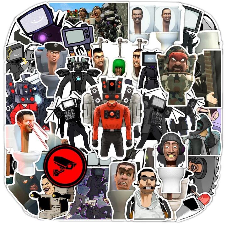 50PCS Skibidi Toilet Funny Cartoon Stickers Game Decals DIY Phone Notebook Laptop Vinyl Waterproof Sticker DIY Toys Gifts