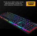 Gaming Mechanical Keyboard/ Multi-Color Changing Backlight Keyboard for Windows PC Gamers (Black)/ Waterproofed 440*130*30mm Multimedia Wired Keyboard. 