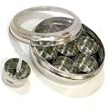 Imported Stainless steel spice box with 7 spice containers with see through lid Medium size masala box. 