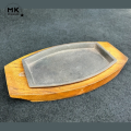 Steak Serving Tray, Sizzling Tray with Wooden Base 8 Inch – Cast Iron Hot Plate for BBQ, Steak & Serving | Durable BBQ Sizzler Plate | BBQ Serving Tray, Hot Plate Cast Iron, Fajita Sizzling Tray, Restaurant Sizzler Plate. 