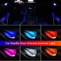 4PCS LED Ambient Light Car Inner Bowl Light Interior Armrest Lights Door Handle Lights Handrail Lights Decorative Lamp Car Light. 