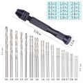 Hand Drill Bits 31Pcs Hand Drill Precision Pin Vise Micro-Mini Twist Drill Bits For Metal Wood, Delicate Manual Work, Electronic Assembling And Model Making, Diy Drilling. 