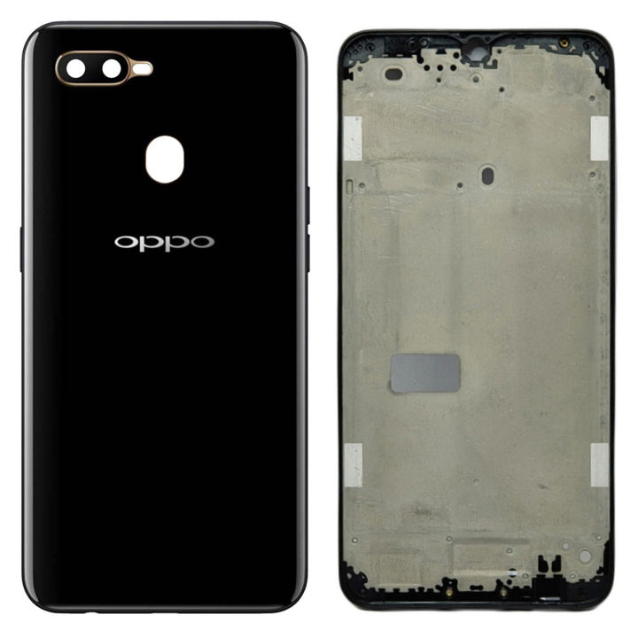 Oppo A5s Middle Frame Housing With Side Button and Camera Lens Complete Body Casing Replacement For A5s - Black