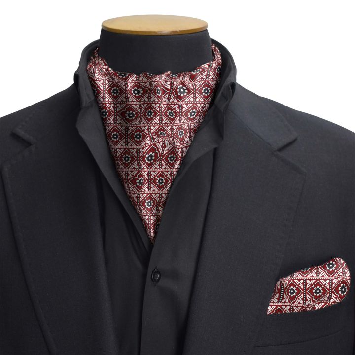 Threaditionz|TRADITIONAL AJRAK SILK CRAVAT & POCKET SQUARE SET (LUXE COLLECTION)