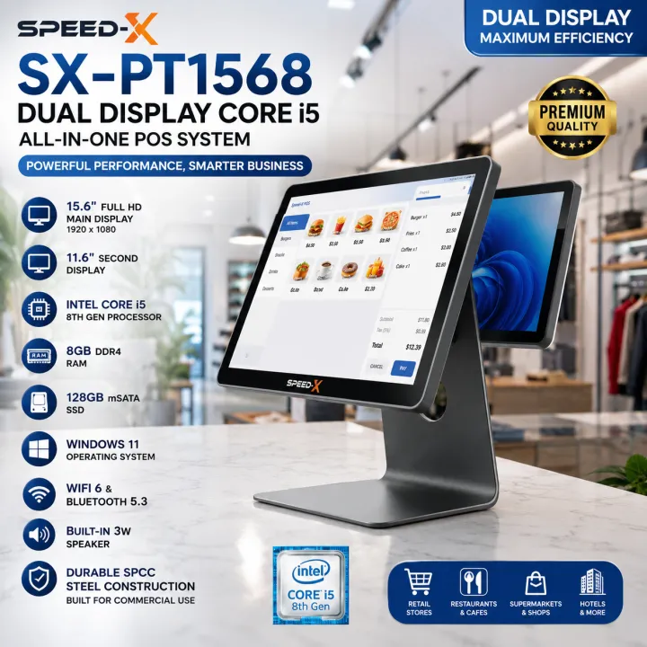 Speed-X%20POS%20%20Dual%20Display%20All-in-One%20POS%20System%2015.6-Inch%20Full%20HD%20Touchscreen%201920%C3%971080%20Main%20Display%20%2011.6-Inch%20Customer%20Display,%20Intel%20Core%20i5%208th%20Gen,%208GB%20DDR4%20RAM,%20128GB%20mSATA%20SSD,%20Windows%2011,%20WiFi%206%20&%20Bluetooth%205.3%20-%20Image%205