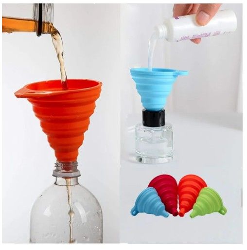Silicone Collapsible Funnel ,Flexible-Foldable-Cooking-Food-Grade Funnels for Filling Small or Mini Bottles,Perfume,Filling Capsules,Fry Oil Filter,Essential Oil,Spice