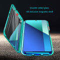 Biruiqu For Redmi Note 13 4G  Magnetic Absorption Case Metal Frame Shockproof Double Sided Tempered Glass Magnetic Case Cover. 