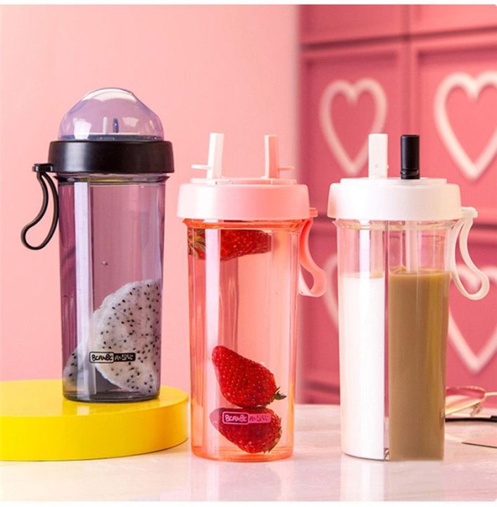 600ML%20Premium%20Double%20Drinking%20Cup%20Double%20Straw%20Portable%20Large%20Capacity%20Water%20Bottle%20Creative%20Couple%20Water%20Mug%20Dual%20Purpose%20Bottle%20Kettle%20-%20Image%205