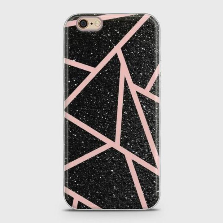 iPhone 6s Cover - SkinLee HQ Supreme Case (Soft) - Black Sparkle Glitter With RoseGold Lines - SKINLEE-395-1-48-6