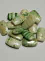 Pack of 40gms Beads, Green Rounded Rectangle Acrylic Marble Plastic Beads For DIY Jewelry Making, Jewelry, DIY, Dresses And Crafting Accessories.. 
