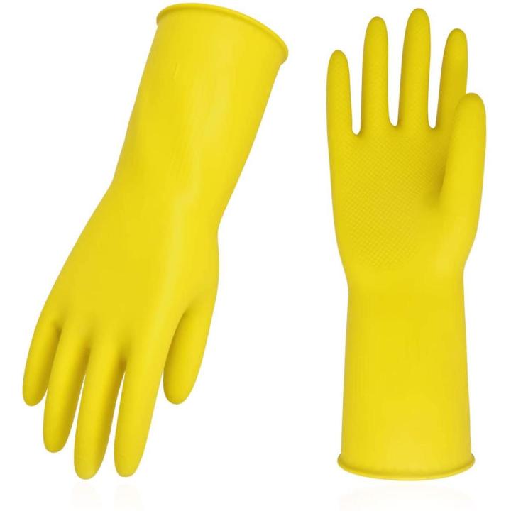 Reusable Rubber Dishwashing Gloves, Extra Thick, Long Sleeve, for Kitchen, Work, Painting, Gardening, Pet Grooming