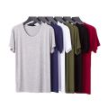 Bamboo Fibre S-5XL T Shirt Men Cotton Soft Comfy Undershirts Short Sleeve Tees Casual Summer T-Shirt Loose Round Neck Male Fashion Tshirt Plus Size Black Grey Dark Blue Green Maroon White Solid Color. 