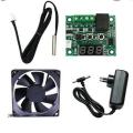 Combo W1209 12v DC temperature controller board with adapter 1.5 amp and DC fan diy kit incubator brooder. 