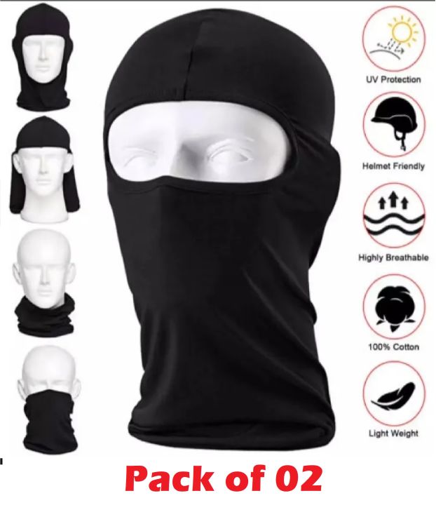 Pack of 02 - Full Face Ninja 1 Pcs Ski Mask Breathable Motorcycle Winter Balaclava Face Mask For Motorcycle, Bike & Ski Stylish and Functional Protective Gear for Optimal Comfort and Safety During Your Ride For Men And Women
