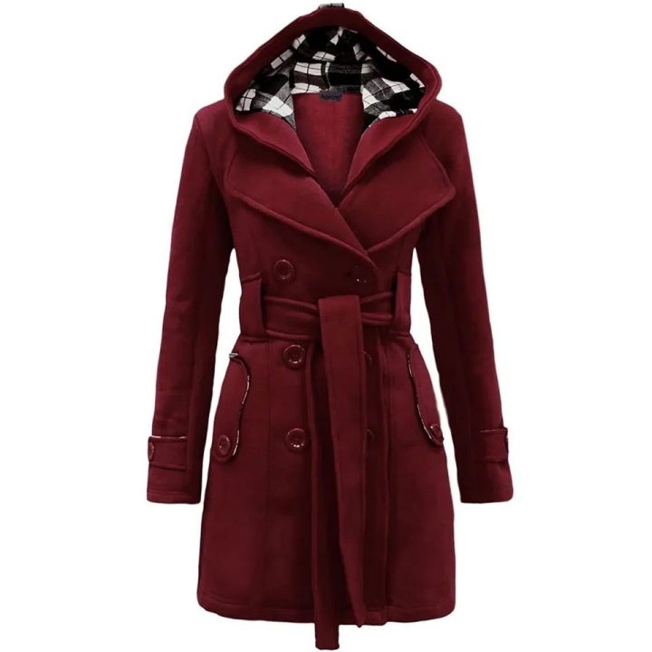 Elegant Check Hooded Style Trench Winter Coat For Women/Girls (Biggest Discount Offer 11.11)
