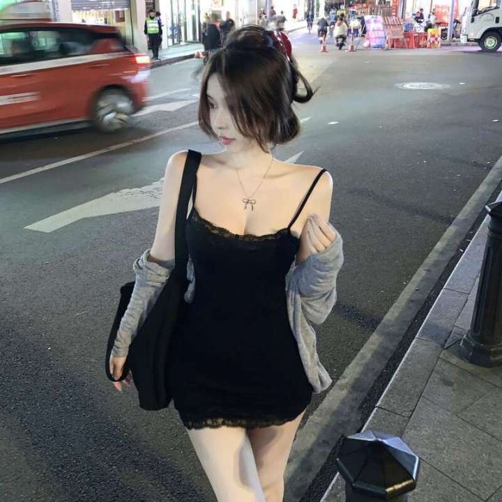 XXOO Dresses Gaun Perempuan Dewasa Casual For Women Pub Summer Women's Lace ing Suspender Dress Sexy Hip Short Skirt