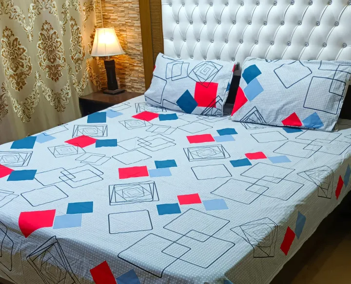 King Size Bed Sheet 3Pcs Cotton Satin Bedsheet Set -100% Pure Shahzad ...