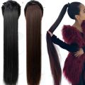 45/55/65cm Super Long Straight Clip In Tail False Hair Ponytail Hairpiece With Hairpins Synthetic Pony Tail Extensions. 