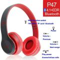 P47 Wireless  Red Bluetooth Foldable Headset With Microphone FOR All cell phones and laptop used. 