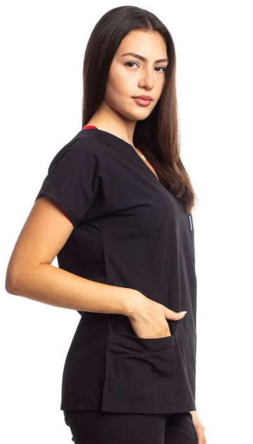 Doctor%20Scrub%20Nursing%20Uniform%20V%20Neck%20Unisex%20Black%20OT%20Kit%20-%20Image%202