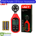 UT363 Handheld Mini Digital Anemometer Wind Speed Measurement Temperature Tester LCD Display Air Flow Speed Wind Level by electrica. 