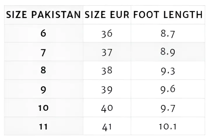 In Pakistan Size 39 Is What Size Number Shoes Size In Pakistan
