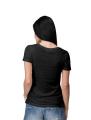 Black Cotton Printed Tshirt For Women. 