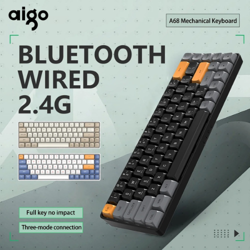 AIGO A68 3 Mode Wireless, Bluetooth, Wired Gaming Mechancial Keyboard ...