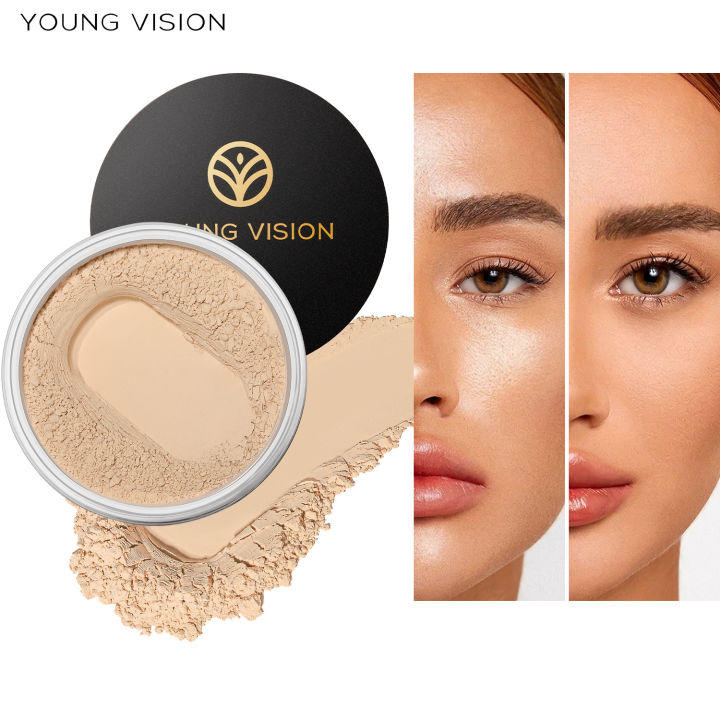 YOUNG VISION makeup setting loose powder square water does not stick to the powder, breathable and delicate, not easy to remove makeup, repair and matte xbgfcjgh