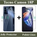 Tecno Camon 18P Glass Protector Tempered Polish Screen Protection + Back Clear Jelly Protector Soft Film Protection Hydrogel Film Back Protector For Tecno Camon 18P. 