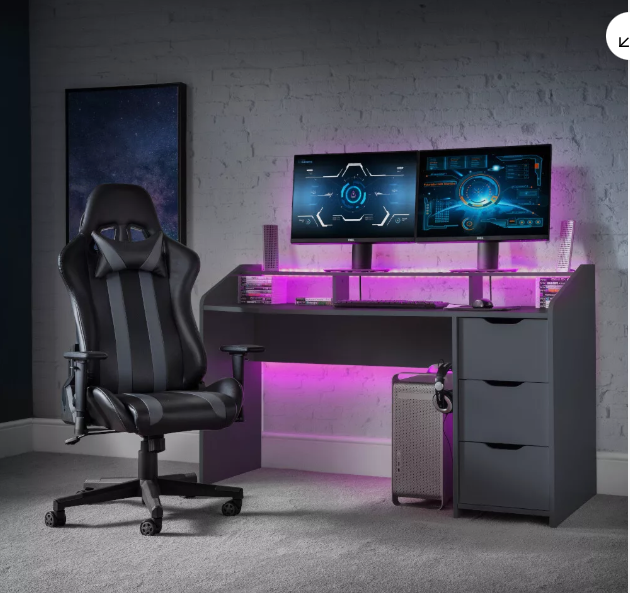 White Wooden Gaming Desk studying , home office desk ,computer table  ,laptop table Gamer desk